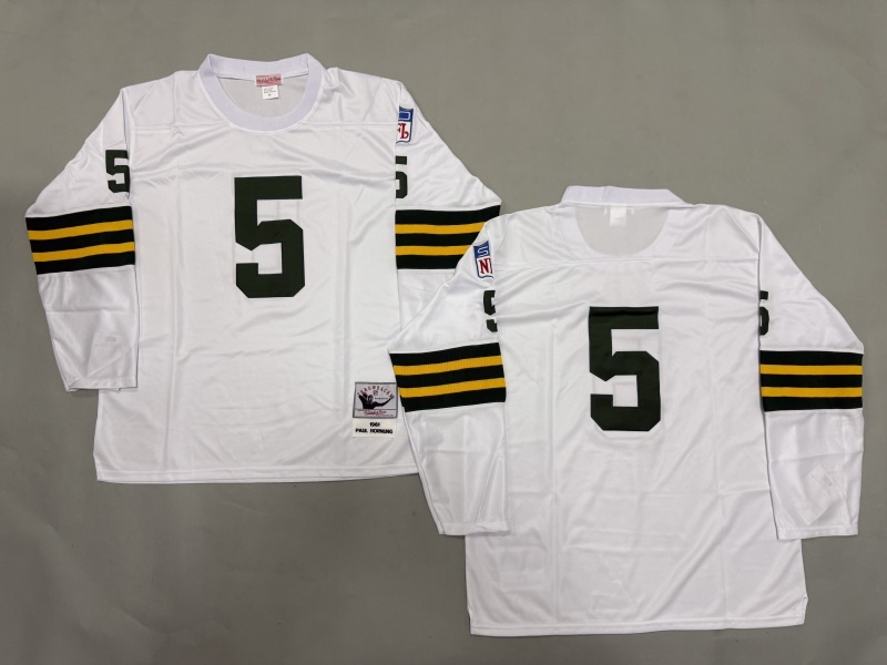 Men 2025 Green Bay Packers #5 Hornung white Throwback Limited NFL Jersey style 001